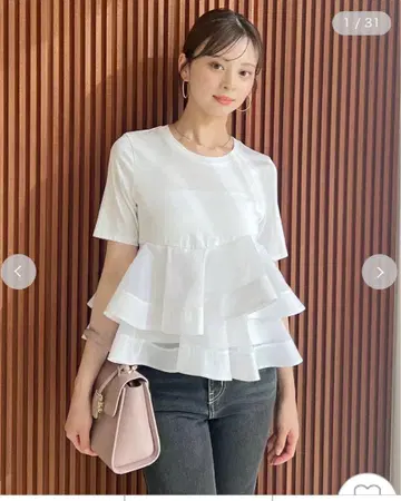 SNIDEL 이소재 페플럼 티셔츠 화이트 F