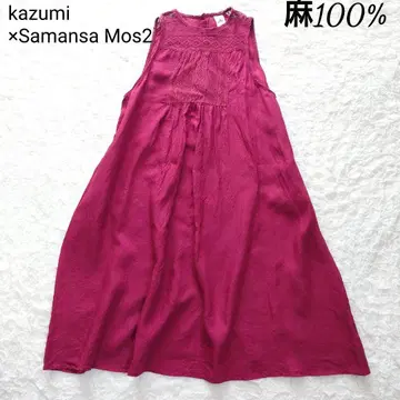 사만사 모스모스 kazumi 콜라보 롱 린넨 100% 원피스 레이스