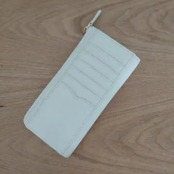 천연 가죽 컴팩트 L자형 장지갑 아이보리