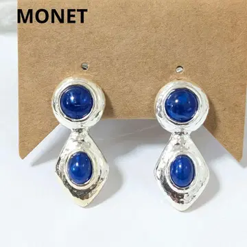 새상품급 MONET 귀찌 클립 실버 스톤 블루