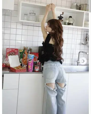 Randy 비쥬 백 컷 와이드 데님