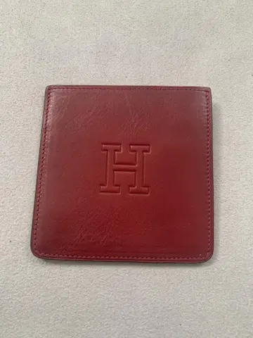 Hirofu 올 가죽 코인 케이스 카드 케이스 빨간색