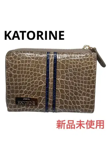 KATORINE 크로코 두겹 가죽 지갑 카트린 라운드 지퍼