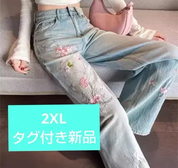Dream garden 꽃무늬 자수 데님 팬츠 2XL 택 포함 새상품
