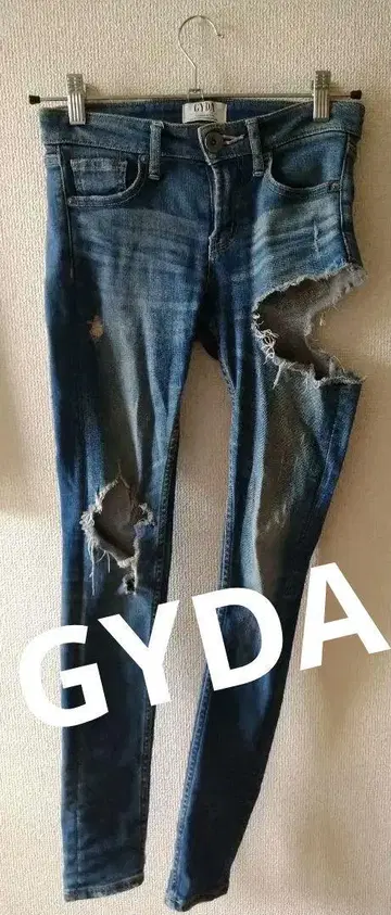 GYDA 데미지 스키니 데님 제이다 블루 사이드 데미지