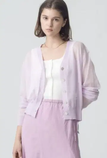 오가닉 코튼 V넥 시어 가디건