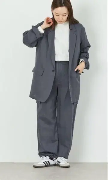 GREY LABEL 린넨 텐셀 싱글 자켓 네이비