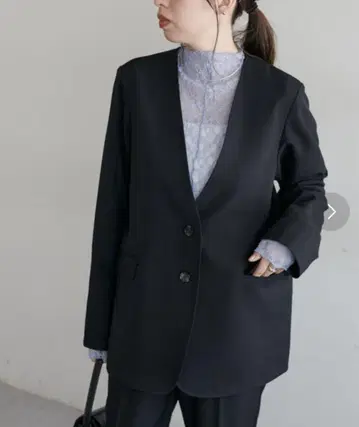 새상품 노카라 자켓 블랙