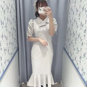 evelyn 오픈 카라 머메이드 원피스