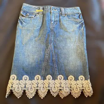 Pinky & Diannejeans 데님 타이트 스커트 레이스 밑단