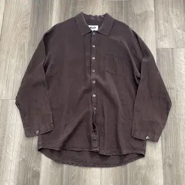 90s FLAX 린넨 브라운 셔츠 긴팔 리투아니아 제