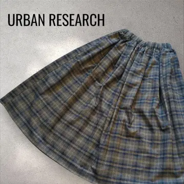 URBANRESEARCH 체크 무늬 플레어 롱 스커트 라메 루즈한