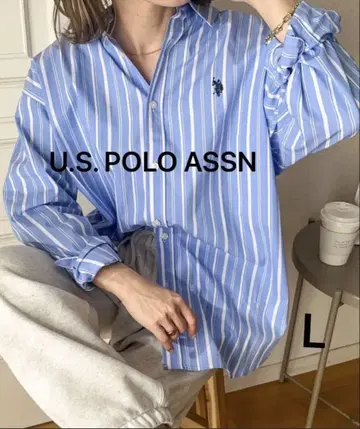 U.S.POLO ASSN. 레귤러 카라 셔츠 스트라이프 L 긴팔 셔츠