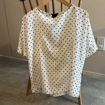 Ballsey 도트 무늬 백 리본 블라우스 M 돌먼 슬리브