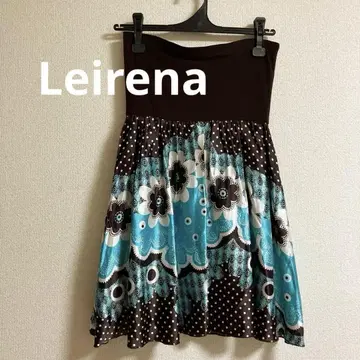 Leirena 플레어 스커트 꽃무늬 브라운/블루