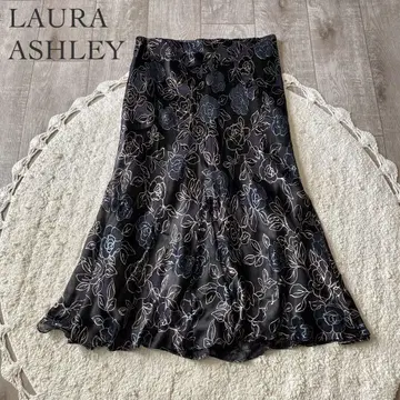 LAURA ASHLEY 실크 레이온 장미 패턴 머메이드 스커트 빅 사이즈