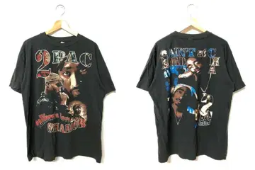 새상품 L 투 팩 2PAC 반팔 프린트 티셔츠