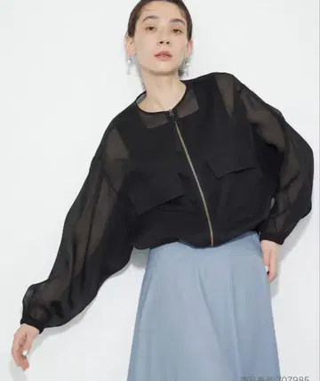 플라스테 시어 블루종 블랙 오간자 S 사이즈