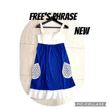 택 포함 새상품 FREE'S PHRASE M 블루 슬리브리스 원피스
