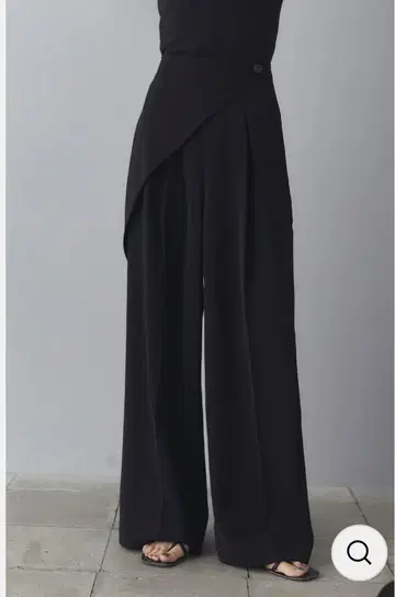 ESICA 블랙 랩 와이드 팬츠