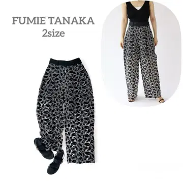 FUMIE TANAKA 후미에 타나카 레이스 팬츠 올 패턴 블랙
