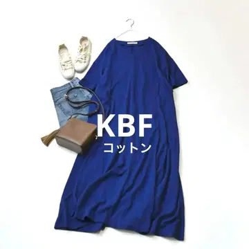 KBF 코튼 네이비 반팔 롱 원피스