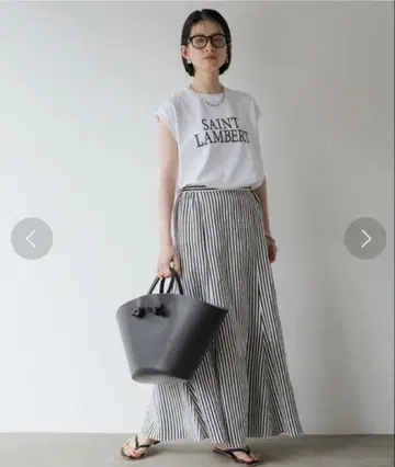 Loungedress 라운지 드레스 린넨 플레어 스커트 스트라이프