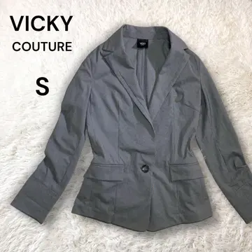 VICKY COUTURE 스트라이프 패턴 싱글 자켓 면 혼방 스트레치 S