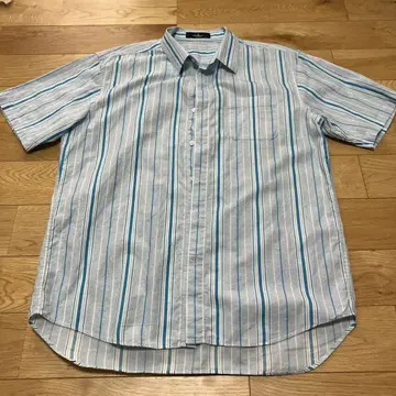 Munsingwear 반팔 셔츠 L 스카이블루/파랑 스트라이프