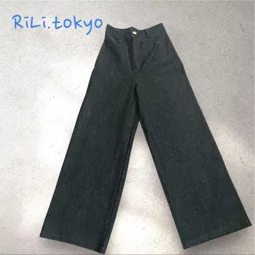 한국제 RiLi.tokyo 데님 와이드 팬츠 스트레치 F 사이즈