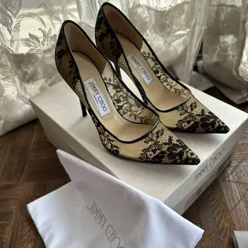 JIMMY CHOO ABEL 블랙 레이스 하이힐 36.5