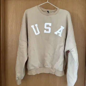 USA 로고 베이지 맨투맨