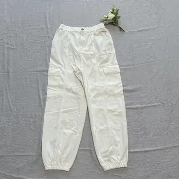 지유 데님 조거 팬츠 카고 팬츠 화이트 이지 팬츠 캐주얼