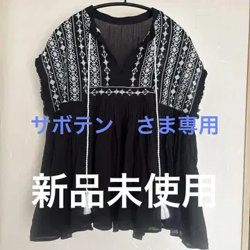 미사용 새상품, 프릭스스토어, 인도 거즈 자수 슬리브리스 블라우스