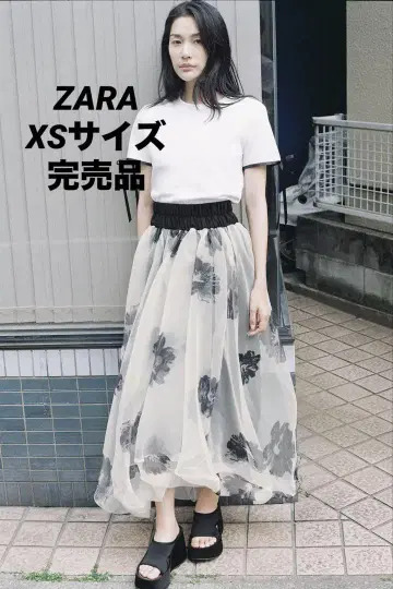 ZARA ZW COLLECTION 프린트 패턴 오간자 원피스 XS 사이즈