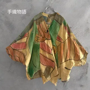 손으로 짠 이야기 거즈 가디건 겉옷 구제 의류 돌먼 일본풍 볼륨 슬리브