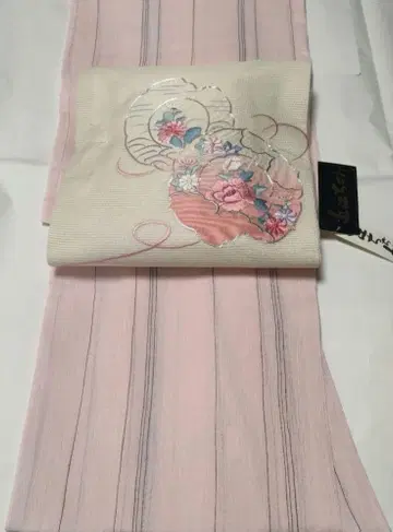 여름 기모노 새상품 오미 지미 기모노 유카타 복숭아