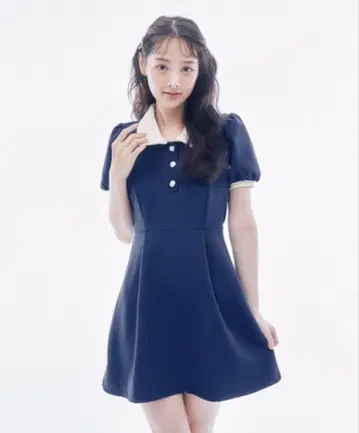 IONA 배색 폴로 원피스 네이비