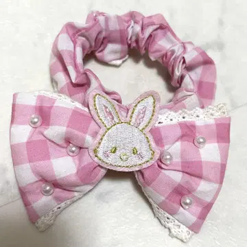 레어! sanrio 산리오 위시미 멜 깅엄 체크 스크런치