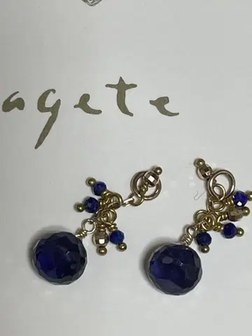 agete K10 아이올라이트 라피스 라줄리 귀걸이 참