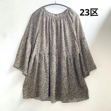 23구 꽃무늬 튜닉 티셔츠 시어 넉넉한 드레이프감 소재