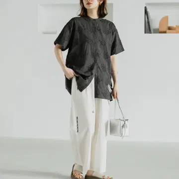 3D 레이스 하프 슬리브 셔츠