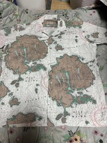 L.L.Bean 지도 도안 알로하 셔츠 XL 80s USA제