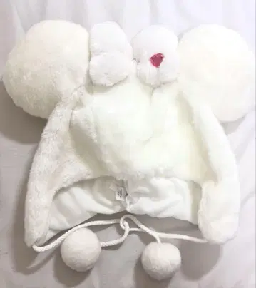 디즈니 미니 팬 캡 화이트 반짝이 리본