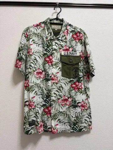 Avirex U.S.NAVY 알로하 반팔 셔츠 L