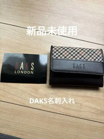 DAKS 덕스 명함지갑 카드 케이스 하우스 체크 소가죽 미사용