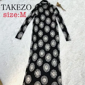 TAKEZO 타케조 꽃무늬 M 블랙 롱 원피스