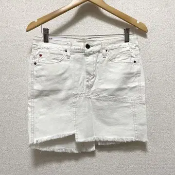 새상품 JOE'S 스커트 데님 미니 컷오프 패치워크 화이트