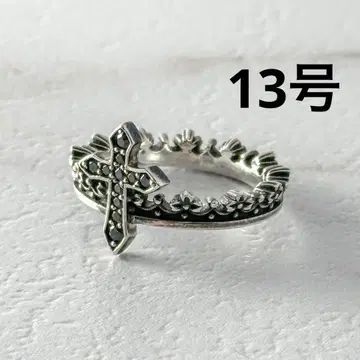 Justin Davis 오닉스 크로스 실버 반지 13호