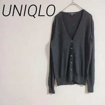 유니클로 블랙 V넥 가디건 L 울 마크 포함 오피스